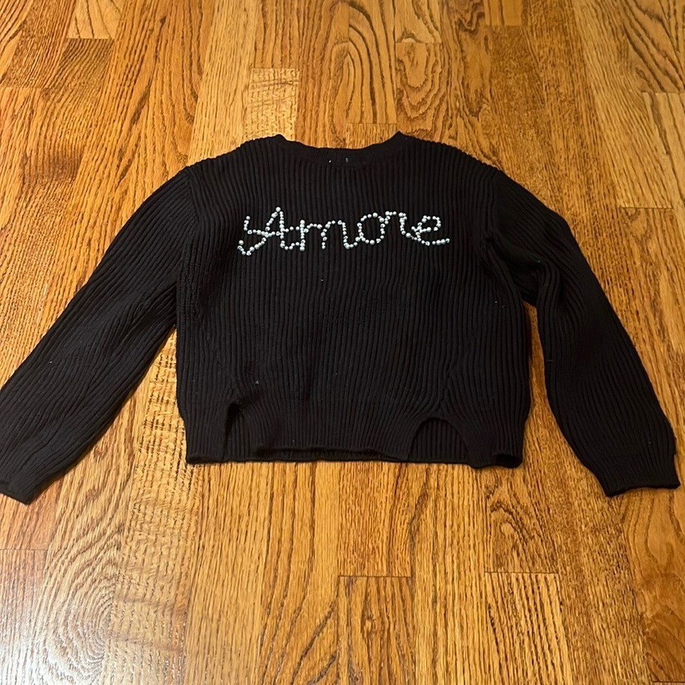 Mayoral Girl’s Black Amore Pearl Sweater Size 7